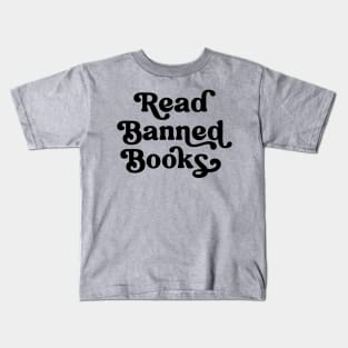 Read Banned Books Retro Lettering Kids T-Shirt